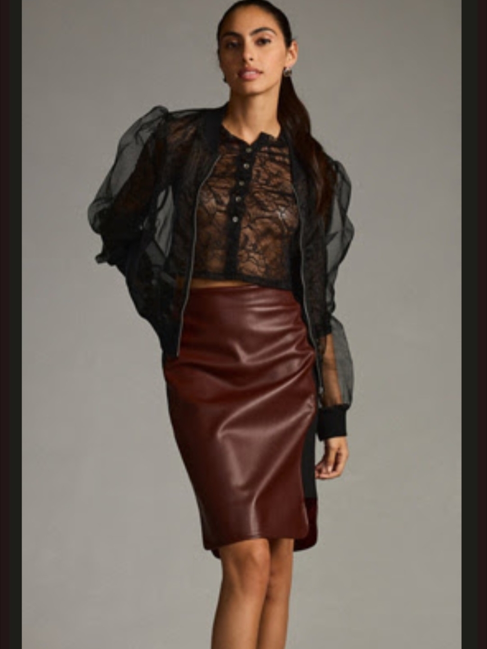 Maeve Faux Leather Stretch Pencil Skirt